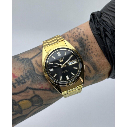Custom Seiko Mod • Full Gold Black Dial SNX Day-Date • 37mm